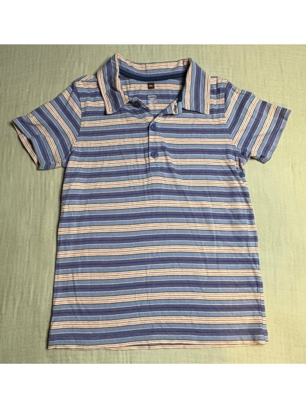 Tea Collection Boys Striped Polo Shirt Size 8 Blue Multicolor 100% Cotton Casual